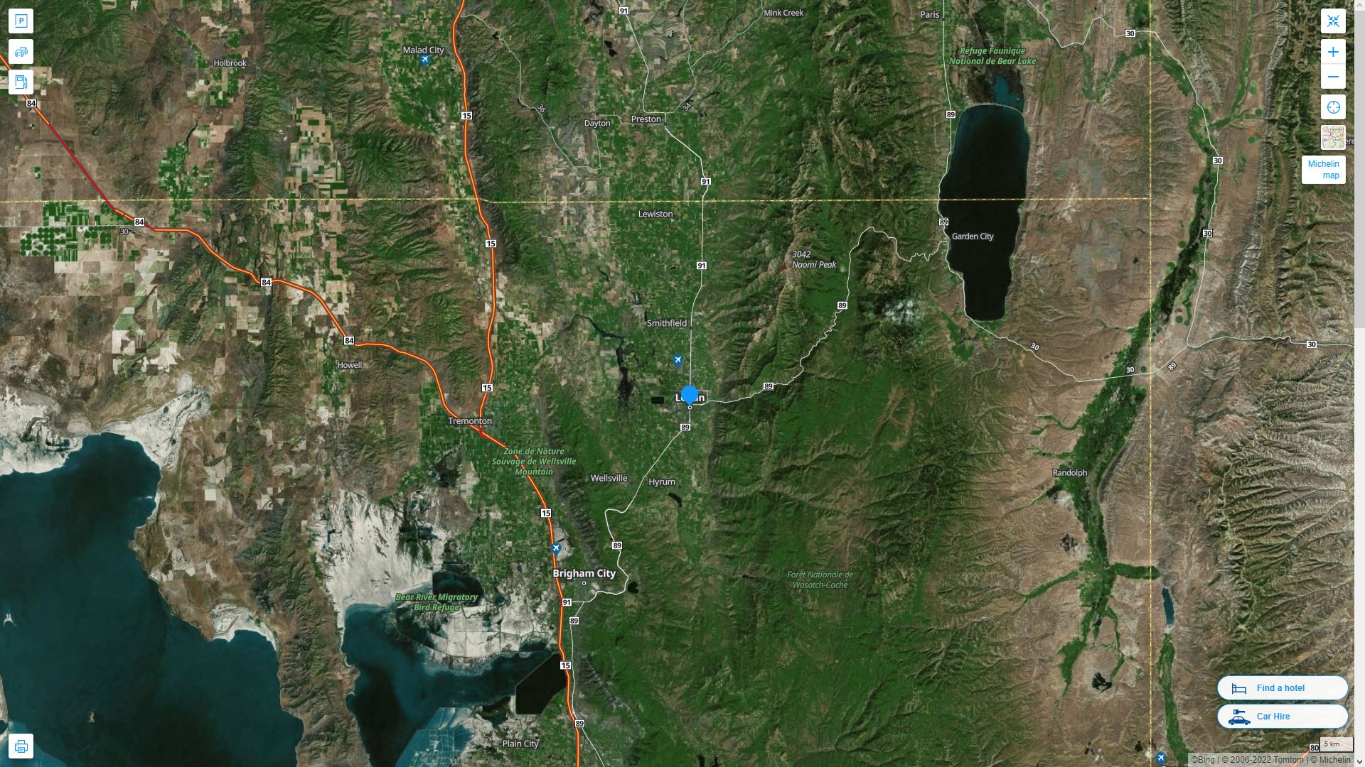 Logan Utah Highway and Road Map with Satellite View